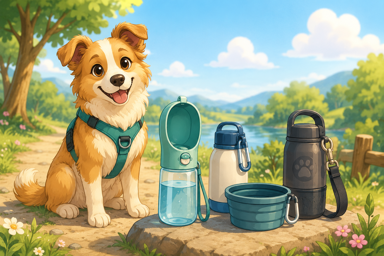 Illustration pour Les meilleures gourdes de balade pour chien