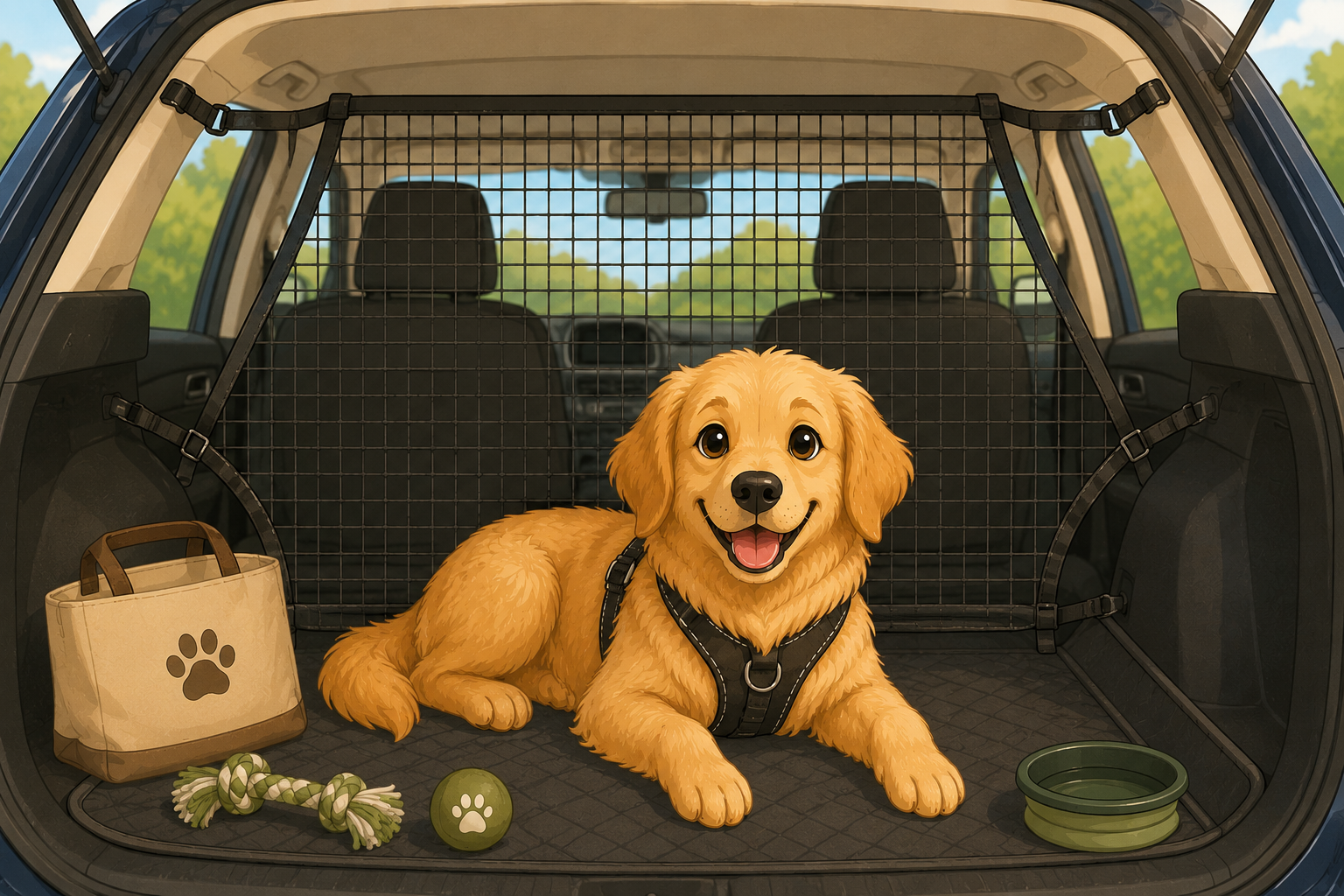 Illustration pour Les meilleures grilles de séparation de coffre pour chien