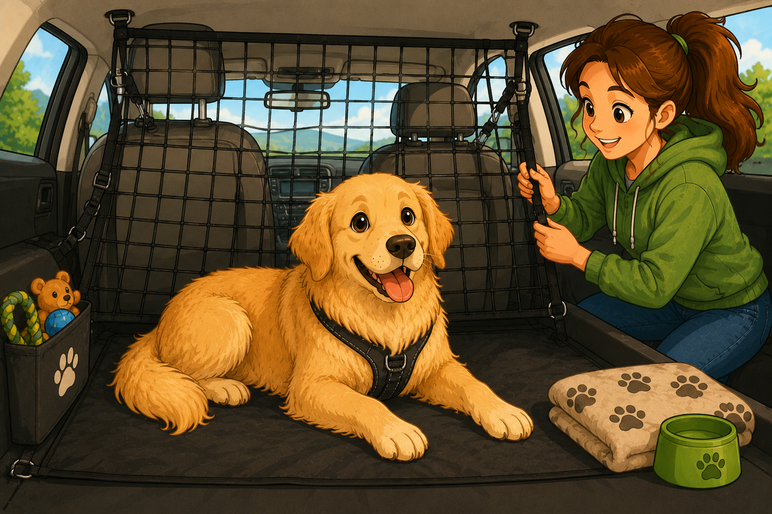 Illustration pour Les meilleurs filets de sécurité pour voiture pour chien